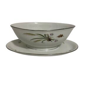 Twilight Gravy Boat with Attached Underplate Saucière Style Fine China